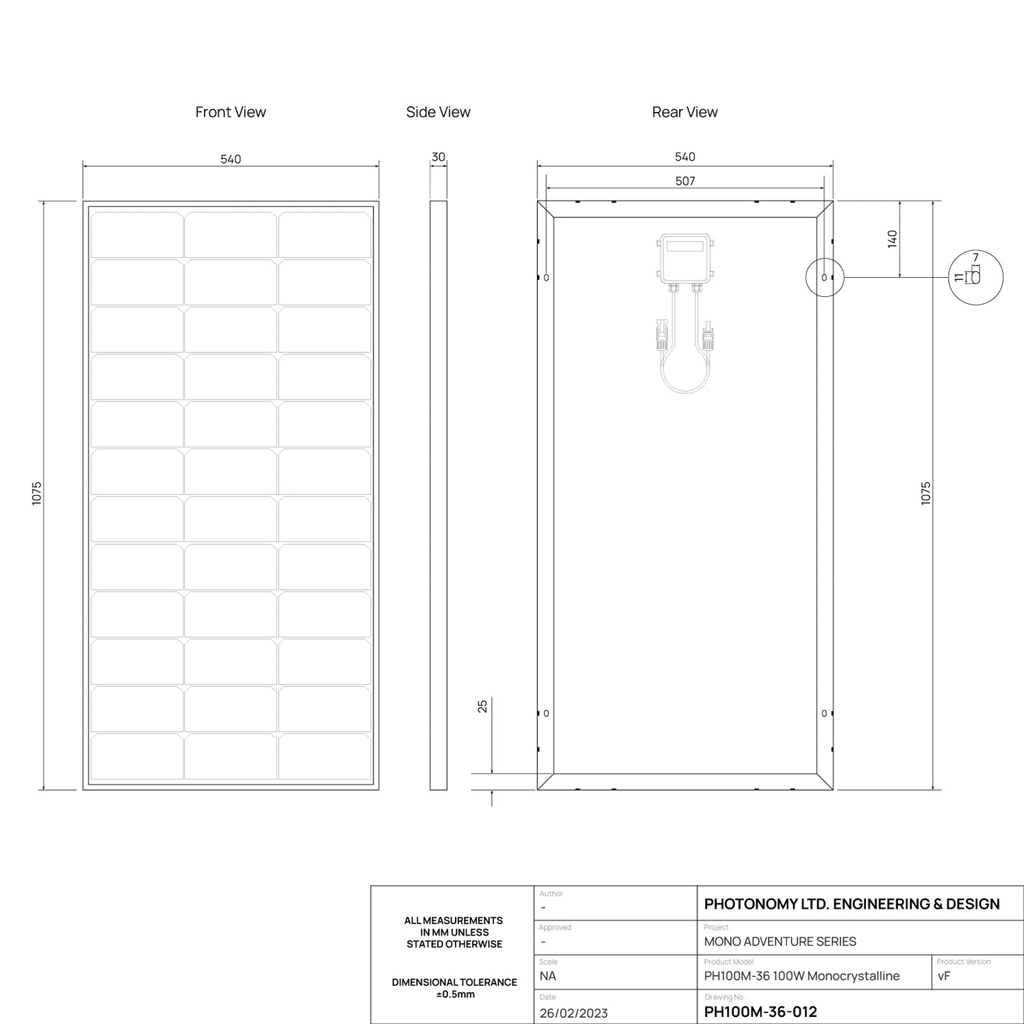 100W Mono Solar Panel