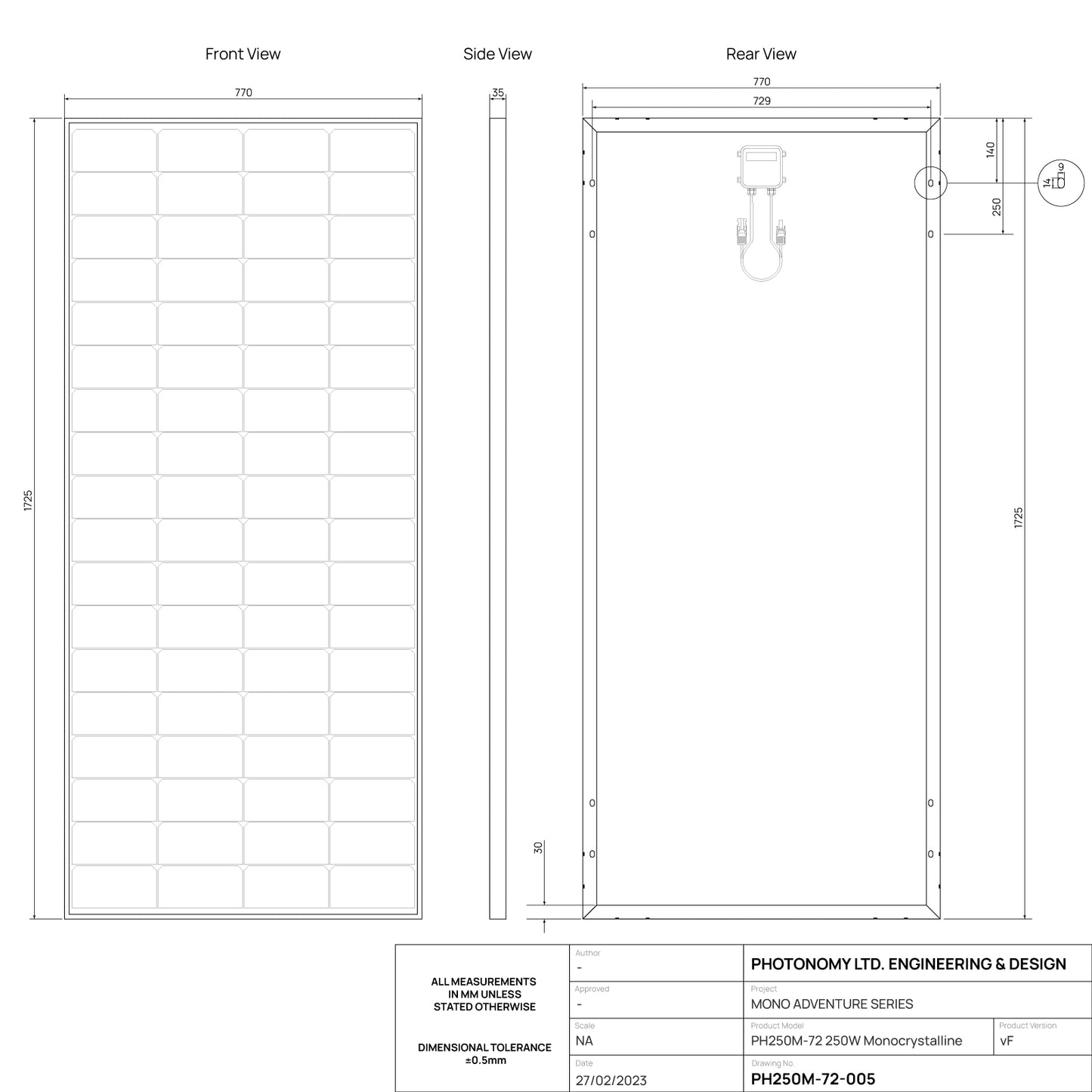 250W Mono Solar Panel