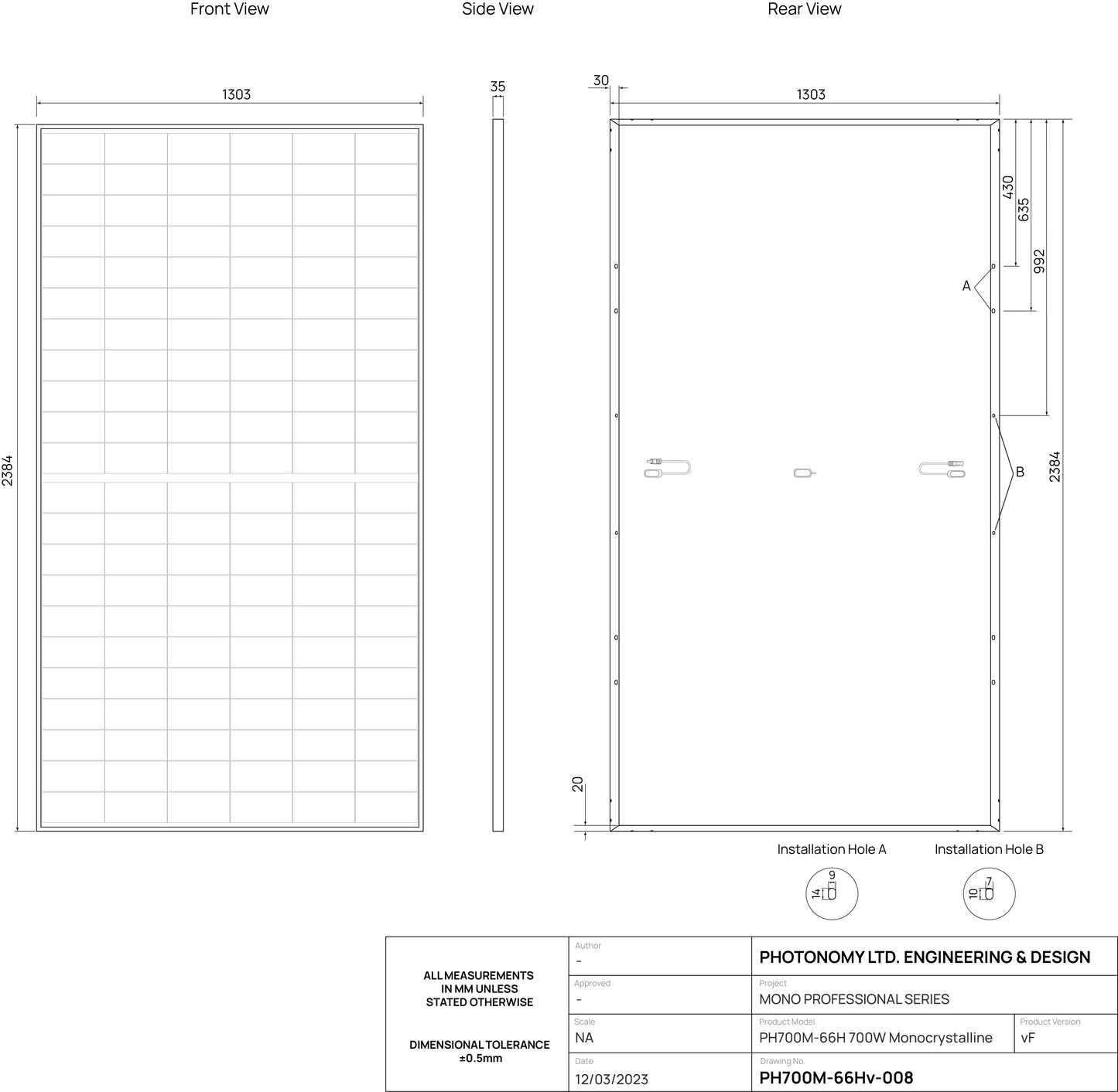 700W Mono Solar Panel